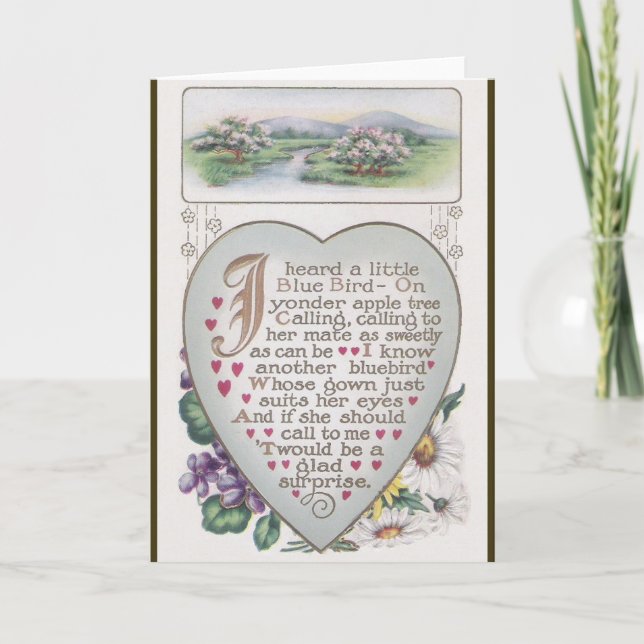 Tarjeta del día de San Valentín azul del pájaro (Anverso)