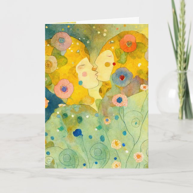 Tarjeta del día de San Valentín besándose impresió (Anverso)