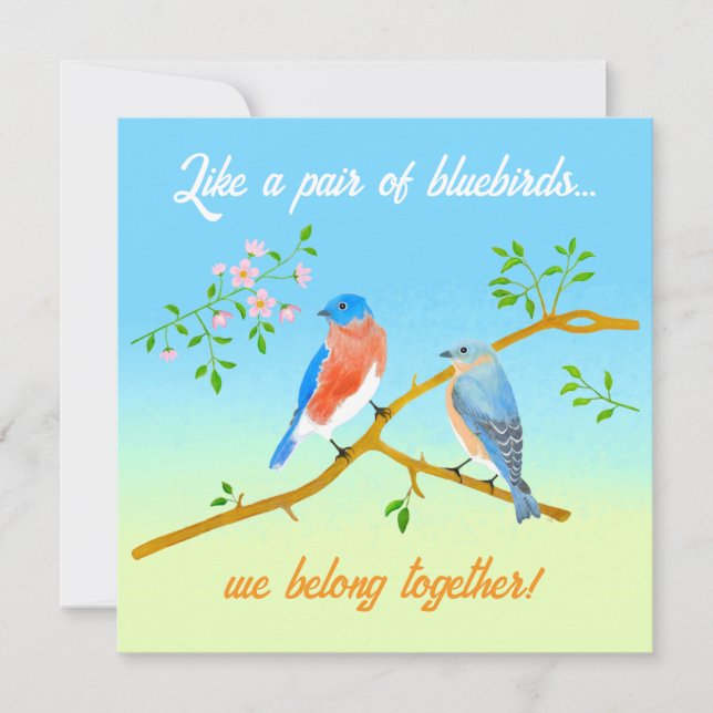 Tarjeta del día de San Valentín Bluebirds Flat Azu (Anverso)