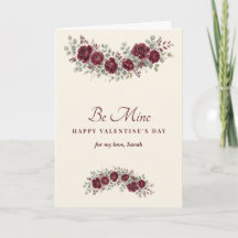 Tarjeta del Día de San Valentín Burgundy Rose Be M