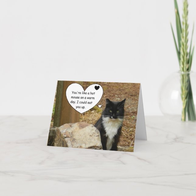 Tarjeta del día de San Valentín caliente del gato (Anverso)