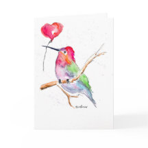 Tarjeta del Día de San Valentín "Colibrí enamorado