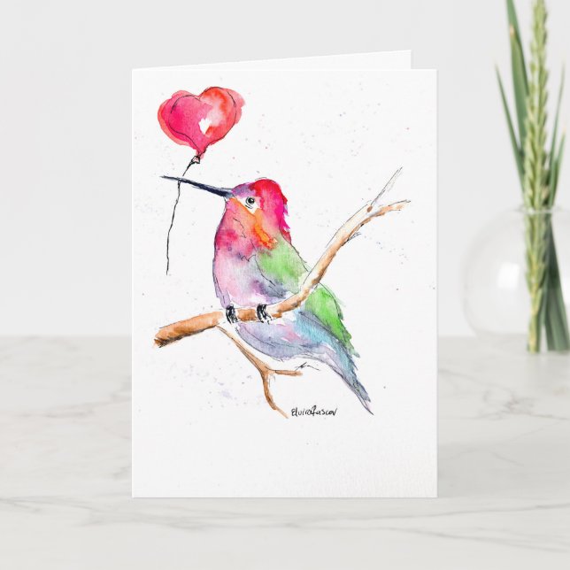 Tarjeta del Día de San Valentín "Colibrí enamorado (Anverso)