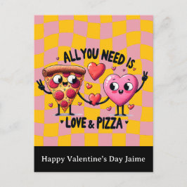 Tarjeta del Día de San Valentín con Amor a la Pizz
