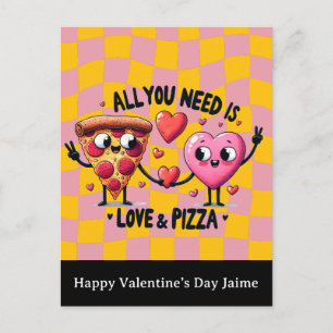 Tarjeta del Día de San Valentín con Amor a la Pizz