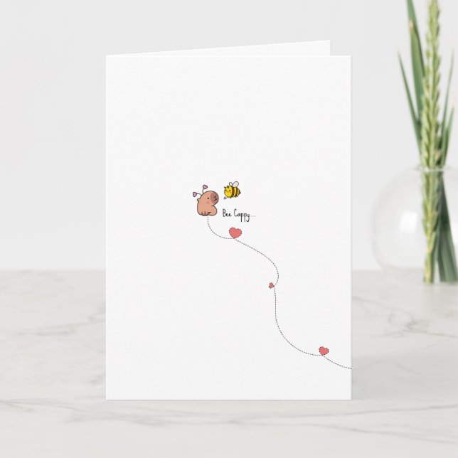 Tarjeta del Día de San Valentín con castor kawaii  (Anverso)