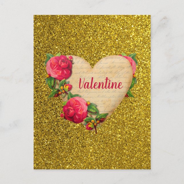 Tarjeta del Día de San Valentín con Corazón Vintag (Anverso)