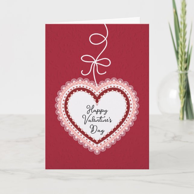 Tarjeta del Día de San Valentín con encaje en form (Anverso)