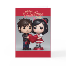 Tarjeta del día de San Valentín con estilo pop fun