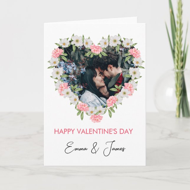 Tarjeta del Día de San Valentín con foto de corazó (Anverso)