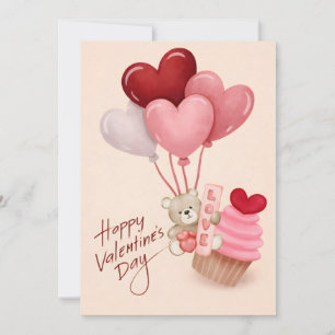 Tarjeta del Día de San Valentín con globos con for