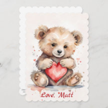 Tarjeta del Día de San Valentín con Oso y texto pe