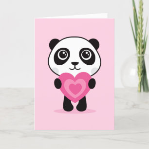 Tarjeta del día de San Valentín con panda y corazó