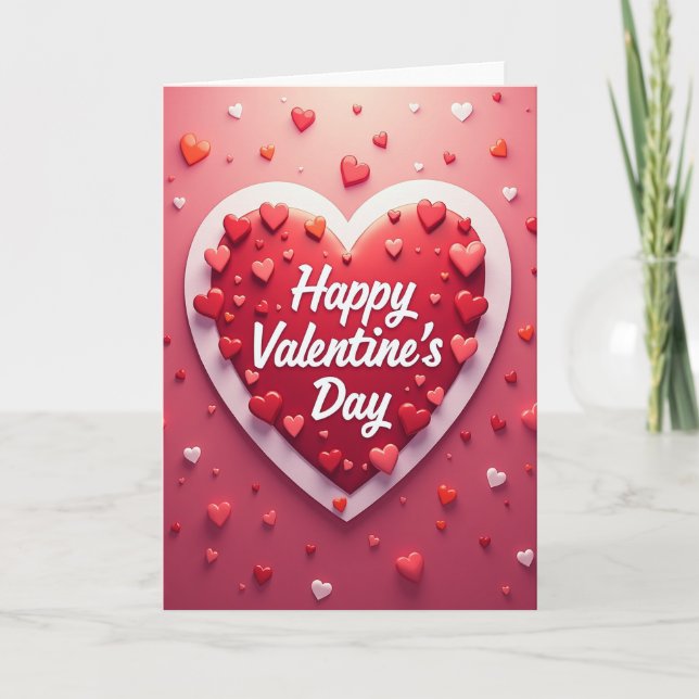 Tarjeta del Día de San Valentín con patrón de cora (Anverso)
