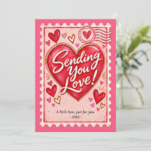 Tarjeta del Día de San Valentín con Sello Vintage
