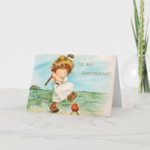 Tarjeta del Día de San Valentín con tema de golf e