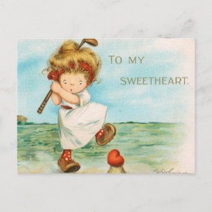 Tarjeta del Día de San Valentín con tema de golf e