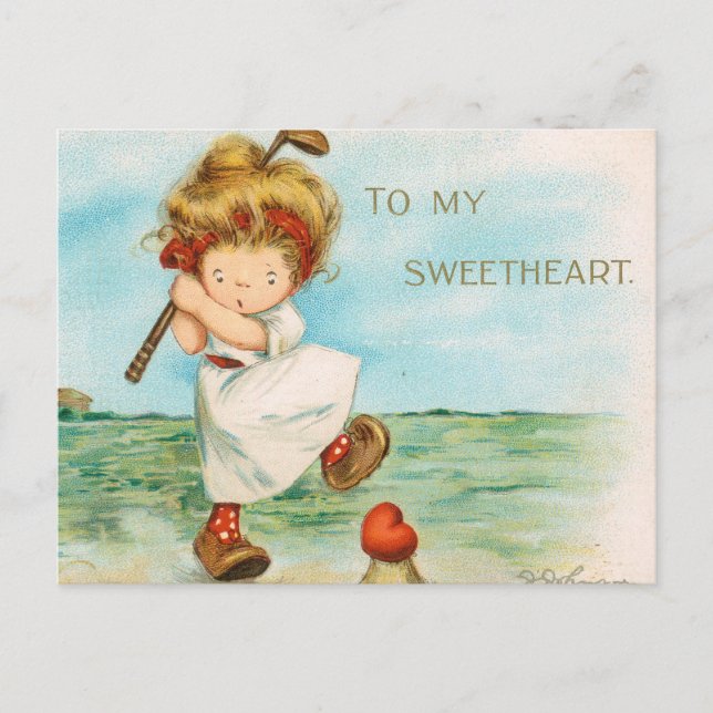 Tarjeta del Día de San Valentín con tema de golf e (Anverso)