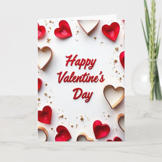 Tarjeta del Día de San Valentín Corazón 3D Rojo (Anverso)