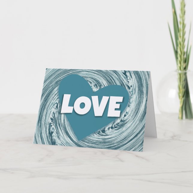 Tarjeta del Día de San Valentín Corazón Azul Acuát (Anverso)
