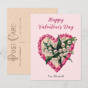 Tarjeta del Día de San Valentín Corazón Flores Vin