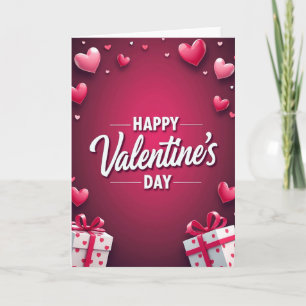 Tarjeta del Día de San Valentín Corazones 3D Rojos