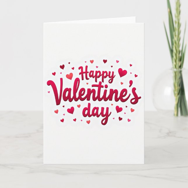 Tarjeta del Día de San Valentín Corazones Escritur (Anverso)