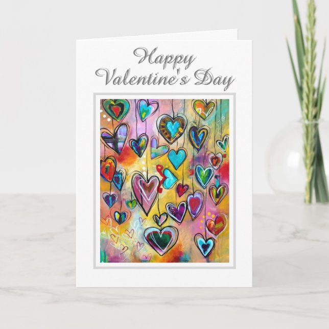Tarjeta del Día de San Valentín - Corazones Multic (Anverso)