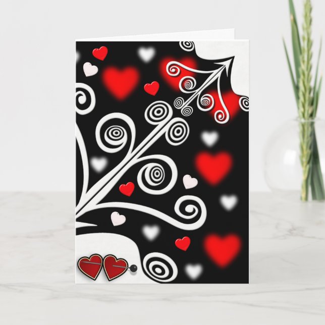 Tarjeta del Día de San Valentín Corazones y Flecha (Anverso)