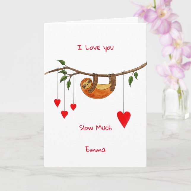 Tarjeta del Día de San Valentín de amor de perezos (Orquídea)