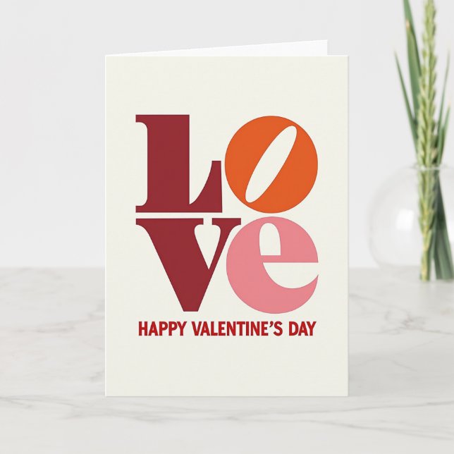 Tarjeta del Día de San Valentín de Amor Retro Rojo (Anverso)