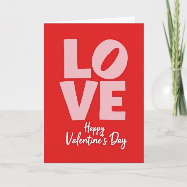 Tarjeta del Día de San Valentín de Amor Rosa Rojo (Anverso)