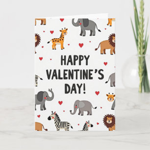 Tarjeta del Día de San Valentín de Animales Lindos