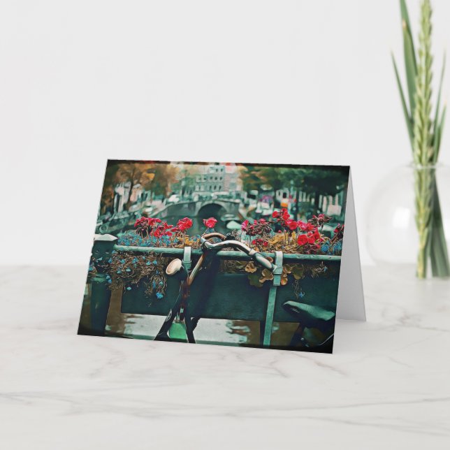 Tarjeta del día de San Valentín de bicicleta vinta (Anverso)