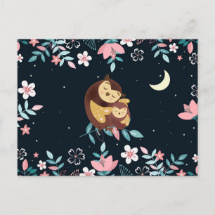 Tarjeta del Día de San Valentín de búhos lindos