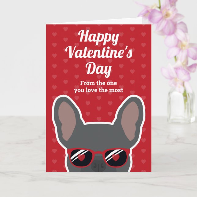 Tarjeta del Día de San Valentín de Bulldog Francés (Orquídea)