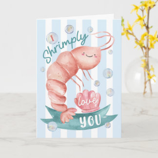 Tarjeta del Día de San Valentín de camarones lindo