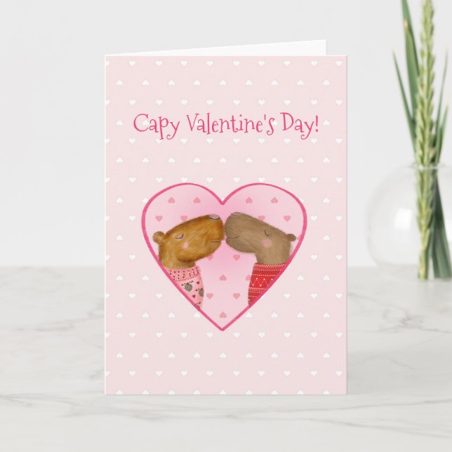 Tarjeta del Día de San Valentín de carpincho lindo (Anverso)
