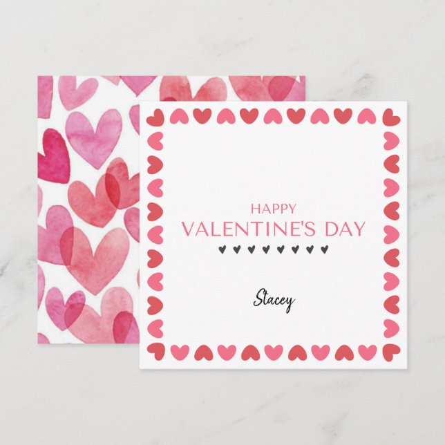 Tarjeta del Día de San Valentín de corazón cuadrad (Anverso / Reverso)