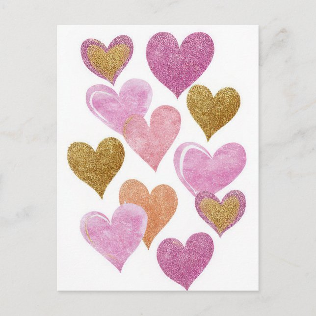 Tarjeta del Día de San Valentín de Corazones Dorad (Anverso)