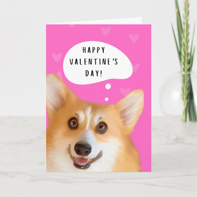 Tarjeta del Día de San Valentín de Corgi Rosa (Anverso)
