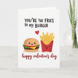 Tarjeta del Día de San Valentín de Cute Burger Fri