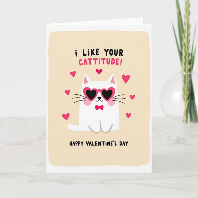 Tarjeta del Día de San Valentín de Cute Cattitude (Anverso)