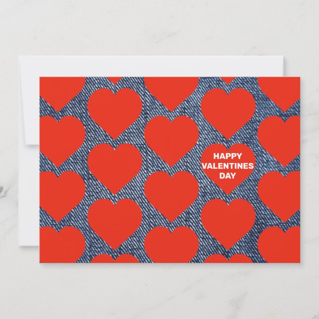 Tarjeta del Día de San Valentín de Denim y Corazon (Anverso)
