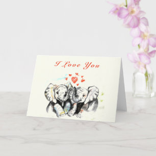 Tarjeta del Día de San Valentín de Elefante Pareja