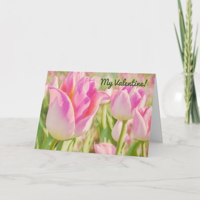 Tarjeta del Día de San Valentín de Flor de Tulipán (Anverso)