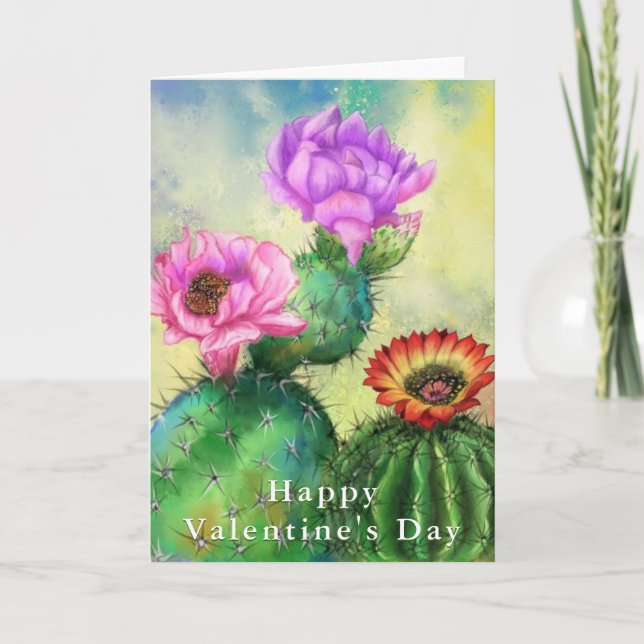 Tarjeta del Día de San Valentín de Flores de Cactu (Anverso)