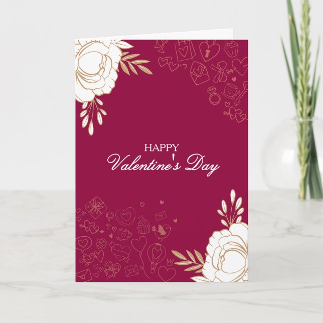 Tarjeta del Día de San Valentín de Flores y Garaba (Anverso)
