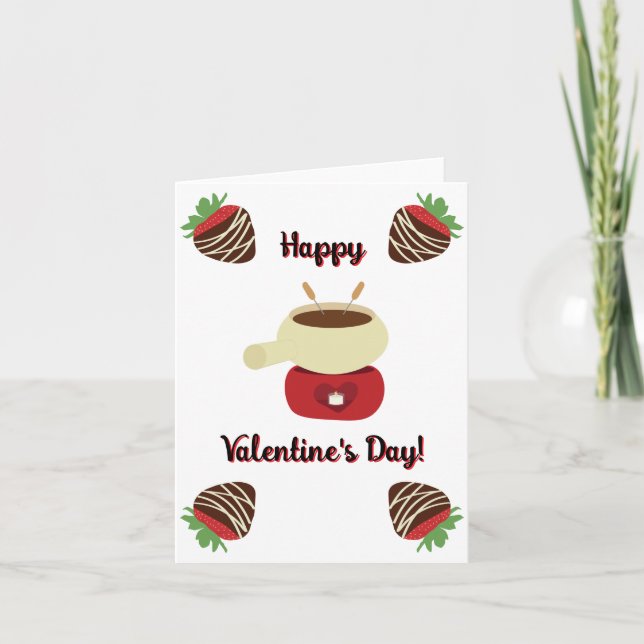 Tarjeta del Día de San Valentín de Fondue de Fresa (Anverso)
