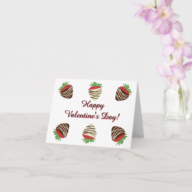 Tarjeta del Día de San Valentín de Fresa Cubierta  (Orquídea)